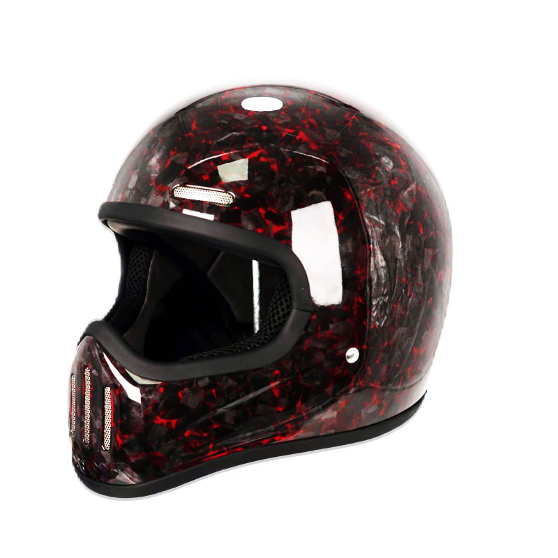 Carbon Fiber Lightweight Motorcycle Helmet - Nuovo casco integrale retrò in fibra