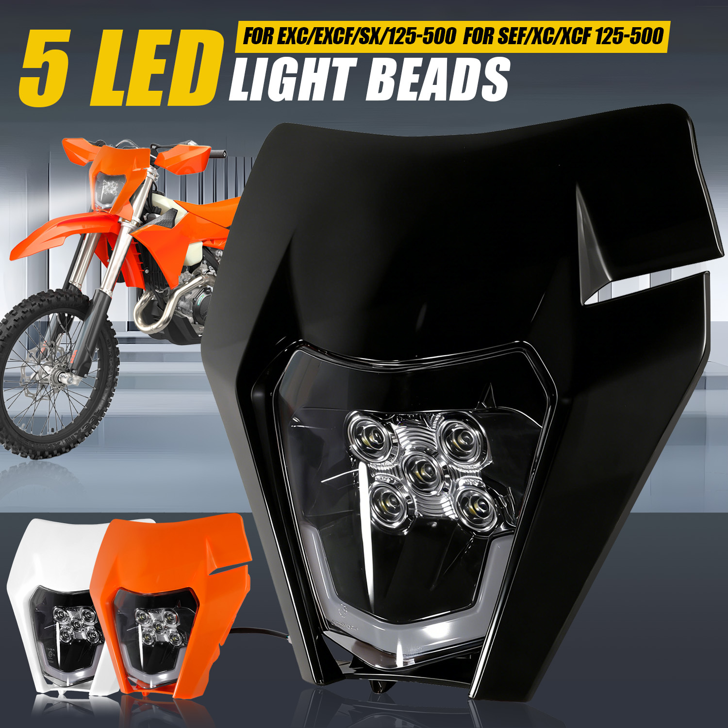 Universal Motorcycle Led Headlight Projector - Faro a 5 LED Universale per