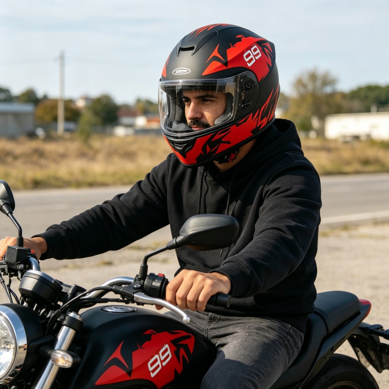Dual Visor Motorcycle Racing Helmet - Casco Integrale da Moto per Uomo