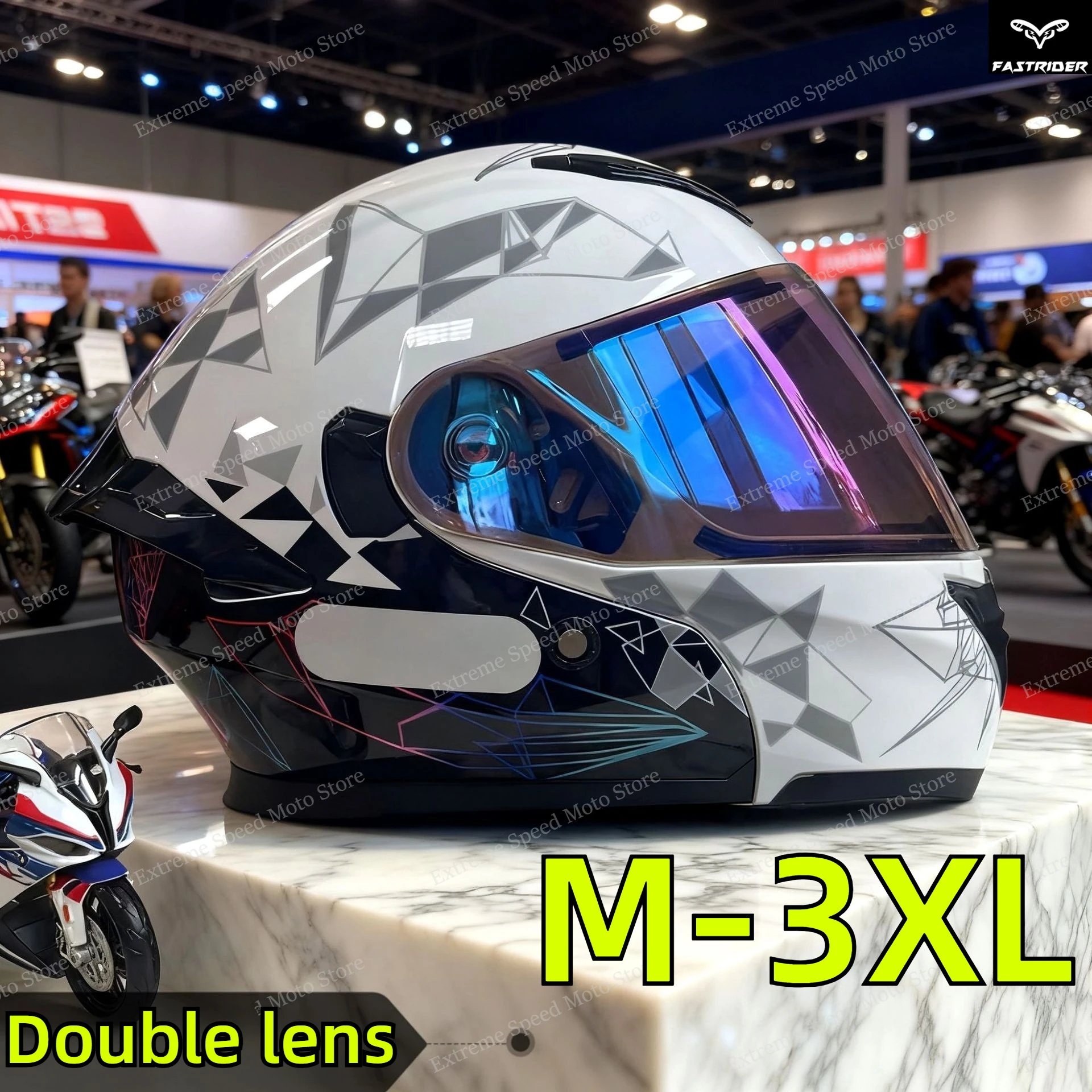 Dual Visor Motorcycle Racing Helmet - Casco Moto Modulare Certificato con Doppia