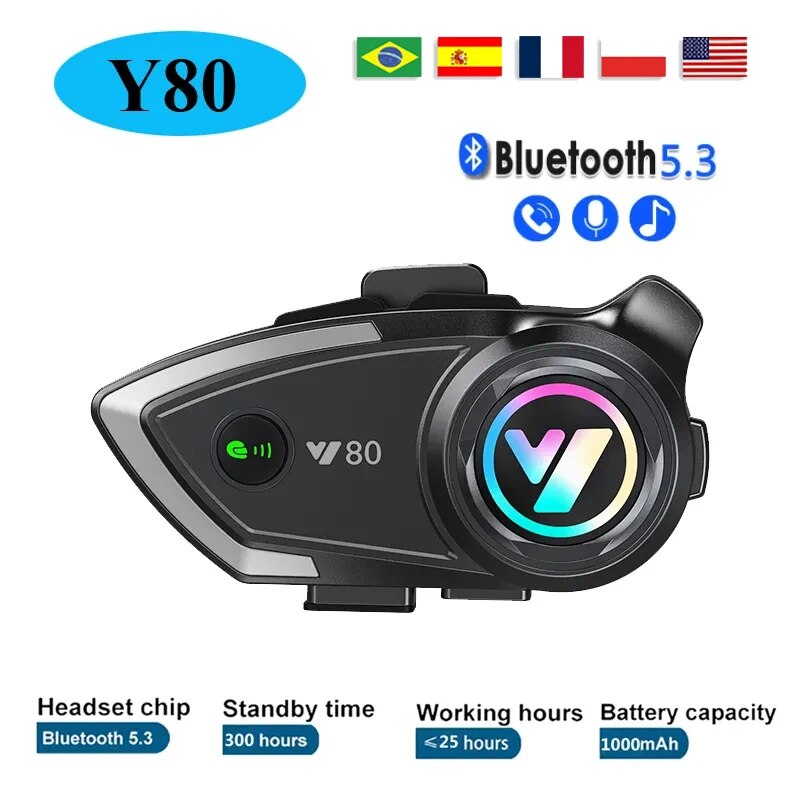 Full Face Motorcycle Helmet With Bluetooth - Y80 casco Moto auricolare Bluetooth Wireless