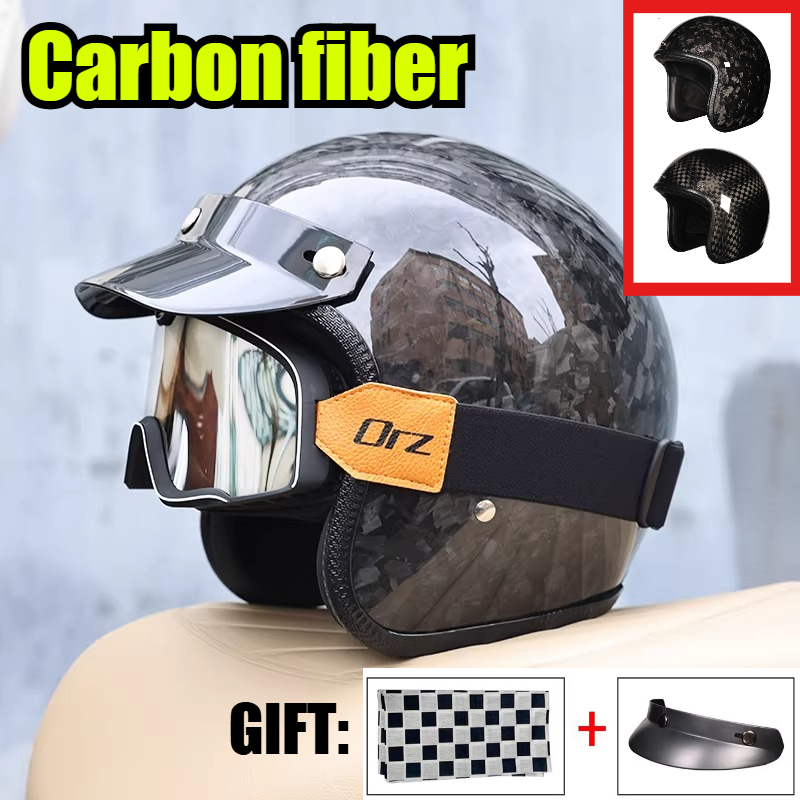 Carbon Fiber Lightweight Motorcycle Helmet - Casco Moto Vintage in Fibra di