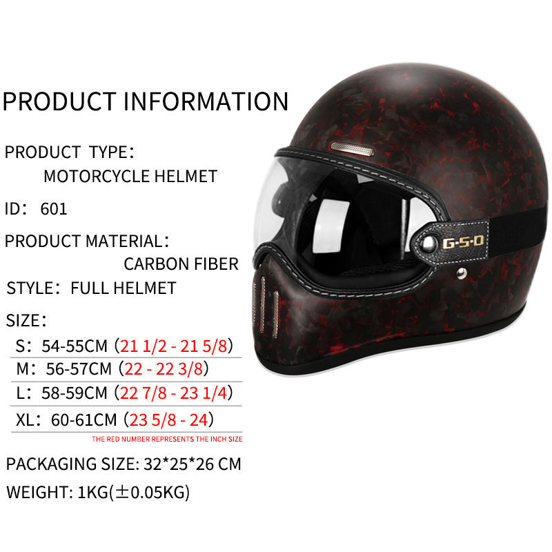 Nuovo casco integrale retrò in - Carbon Fiber Lightweight Motorcycle Helmet recensione e prezzo