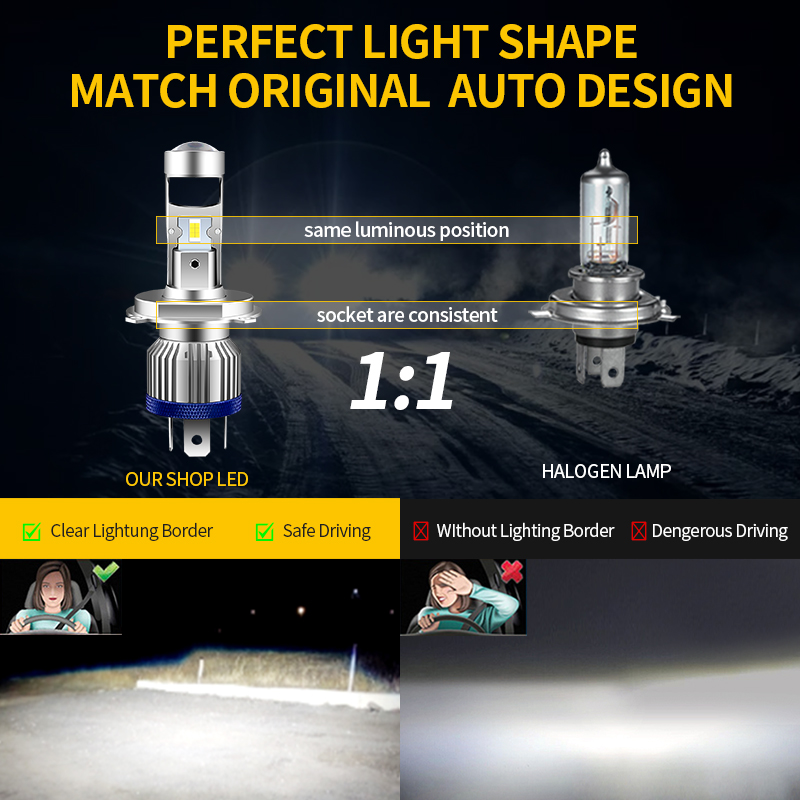 H4 HS1 LED Lampadine per fari  - Universal Motorcycle Led Headlight Projector recensione e prezzo