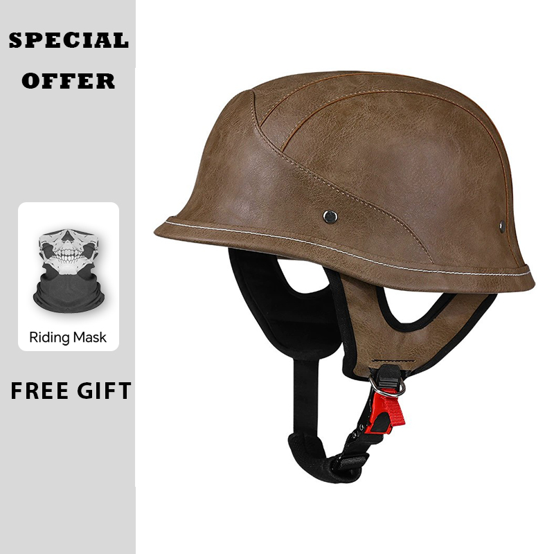 Mezzo casco in pelle Caschi da - Vintage Open Face Retro Helmet recensione e prezzo