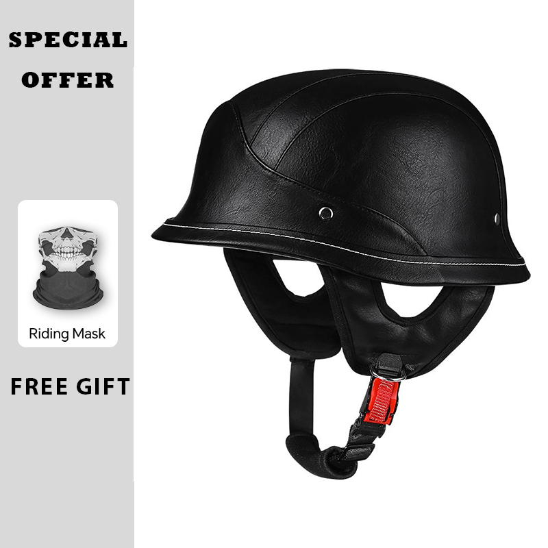 Mezzo casco in pelle Caschi da - Vintage Open Face Retro Helmet recensione e prezzo