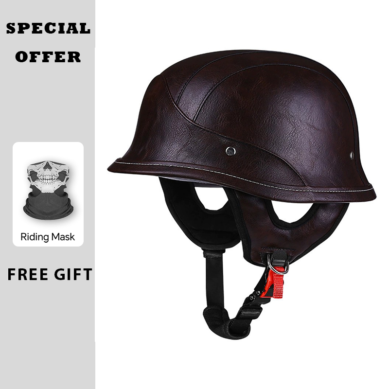 Mezzo casco in pelle Caschi da - Vintage Open Face Retro Helmet recensione e prezzo