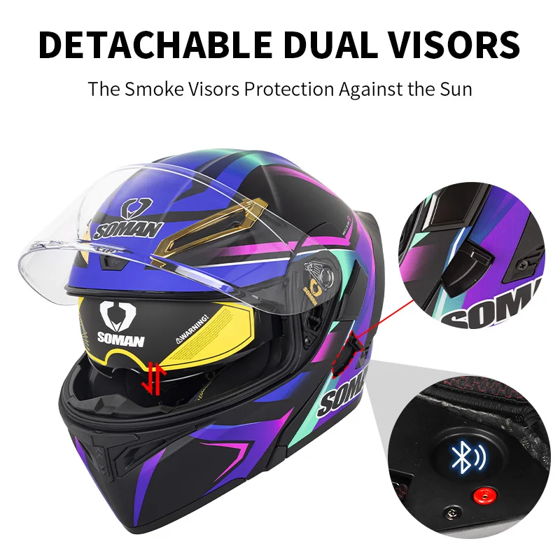 SOMAN Casco integrale Caschi d - Dual Visor Motorcycle Racing Helmet recensione e prezzo