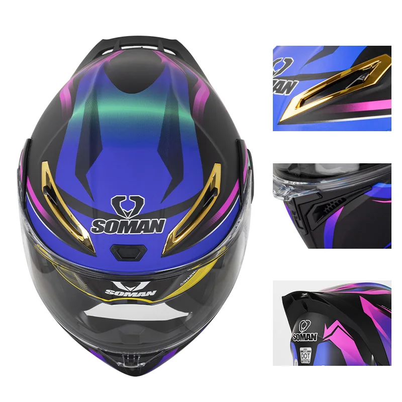 SOMAN Casco integrale Caschi d - Dual Visor Motorcycle Racing Helmet recensione e prezzo