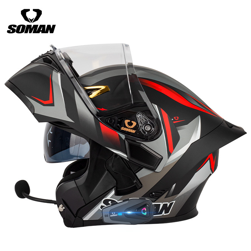 Casco da moto SOMAN Flip Up, i - Dual Visor Motorcycle Racing Helmet recensione e prezzo