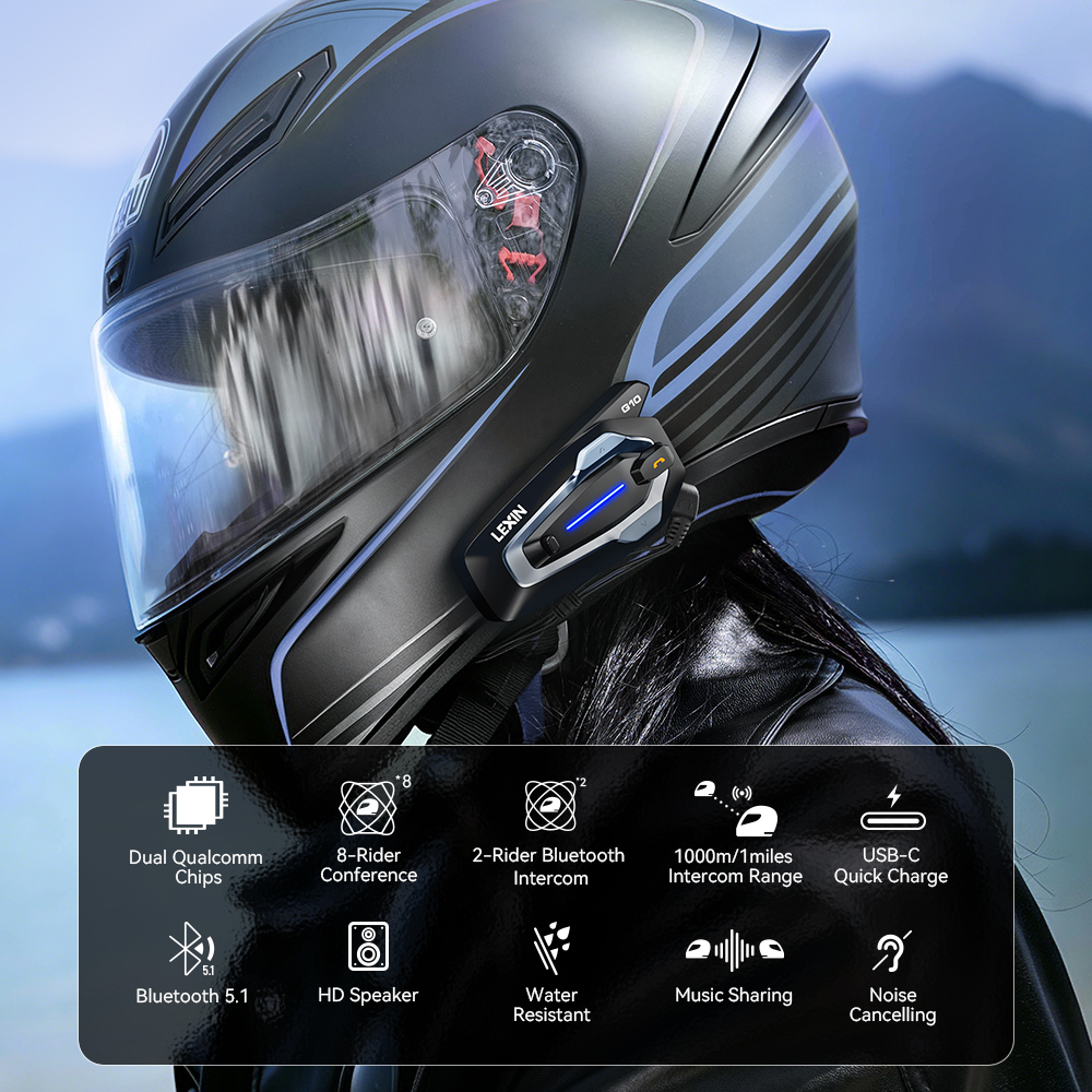 NEW-LEXIN G10 Interfono per Ca - Full Face Motorcycle Helmet With Bluetooth recensione e prezzo
