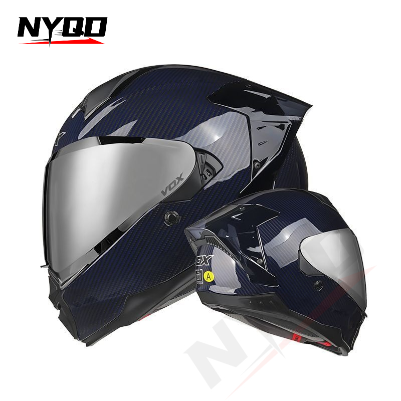 Casco Integrale in Fibra di Ca - Dual Visor Motorcycle Racing Helmet recensione e prezzo
